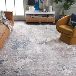 Kirklands Home Gray and Blue Whisper Abstract Area Rug, 8x10 New