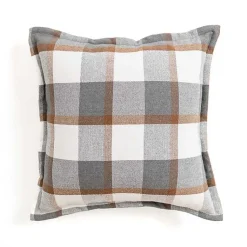 Pillows>Kirklands Home Gray and Brown Plaid Throw Pillow