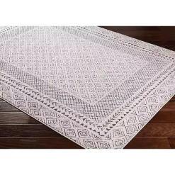Kirklands Home Gray and Cream Border Harrah Area Rug, 5x7 Sale