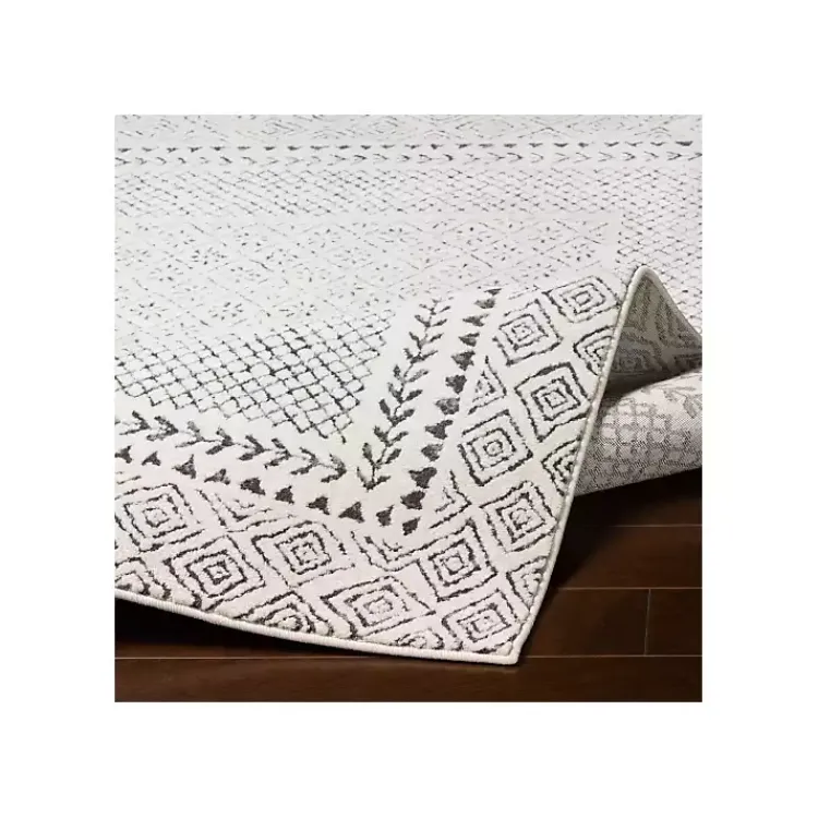 Kirklands Home Gray and Cream Border Harrah Runner New