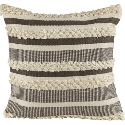 Kirklands Home Gray and Cream Striped Indoor/Outdoor Pillow Online