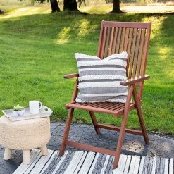 Kirklands Home Gray and Cream Striped Indoor/Outdoor Pillow Online