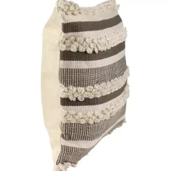 Kirklands Home Gray and Cream Striped Indoor/Outdoor Pillow Online