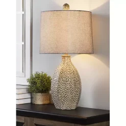 Kirklands Home and Cream Textured Table Lamp Gray Hot