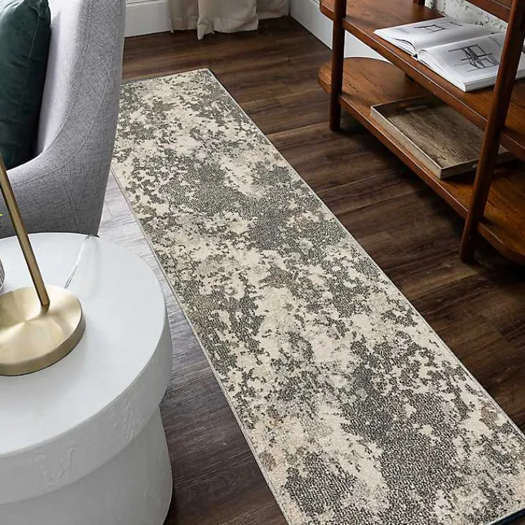 Kirklands Home Gray and Cream Wray Modern Runner, 2x8 Outlet