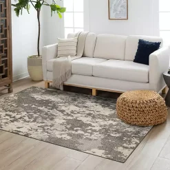 Kirklands Home Gray and Cream Wray Modern Area Rug, 5x8 Hot