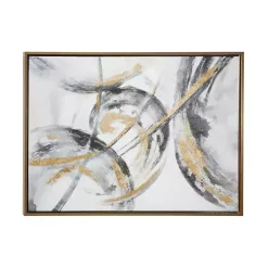 Kirklands Home Gray and Gold Abstract Framed Canvas Art Print Online