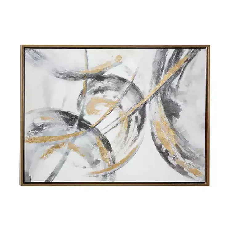 Kirklands Home Gray and Gold Abstract Framed Canvas Art Print Online