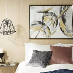 Kirklands Home Gray and Gold Abstract Framed Canvas Art Print Online