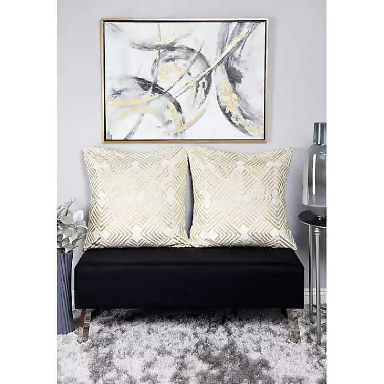 Kirklands Home Gray and Gold Abstract Framed Canvas Art Print Online