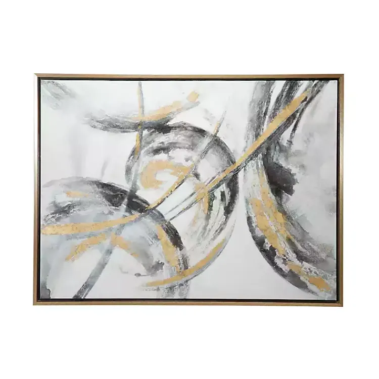 Kirklands Home Gray and Gold Abstract Framed Canvas Art Print Online