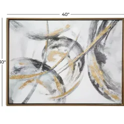 Kirklands Home Gray and Gold Abstract Framed Canvas Art Print Online