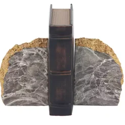 Decorative Accents>Kirklands Home Gray and Marble Geode Bookends, Set of 2 Gold