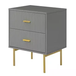 Kirklands Home and Gold Modern Ceandro Nightstand Gray Online