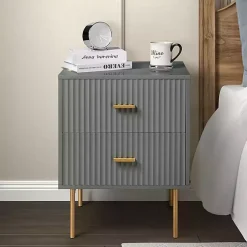 Kirklands Home and Gold Modern Ceandro Nightstand Gray Online