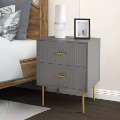 Kirklands Home and Gold Modern Ceandro Nightstand Gray Online