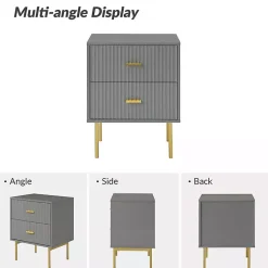 Kirklands Home and Gold Modern Ceandro Nightstand Gray Online