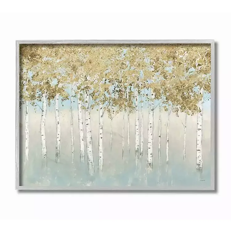 Kirklands Home Gray and Gold Tree Framed Art Print New