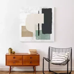 Kirklands Home Gray and Green Abstract Geometric Canvas Wall Art Hot