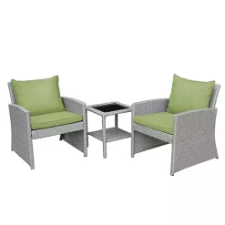 Kirklands Home Gray and 3-pc. Wicker Chat Set Green