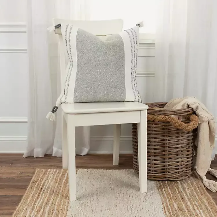 Pillows>Kirklands Home Gray and Ivory Color Block Pillow