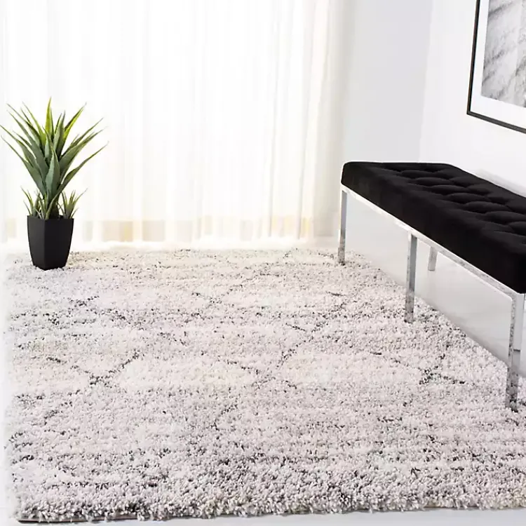 Kirklands Home Gray and Ivory Fontana Shag Area Rug, 5x7 Sale