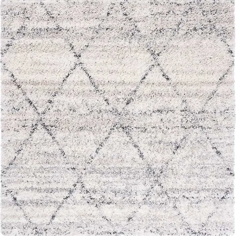 Kirklands Home Gray and Ivory Fontana Shag Area Rug, 6x6 Best