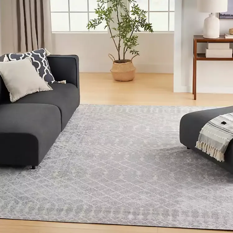 Kirklands Home Gray and Ivory Moroccan Trellis Area Rug, 9x12 Sale