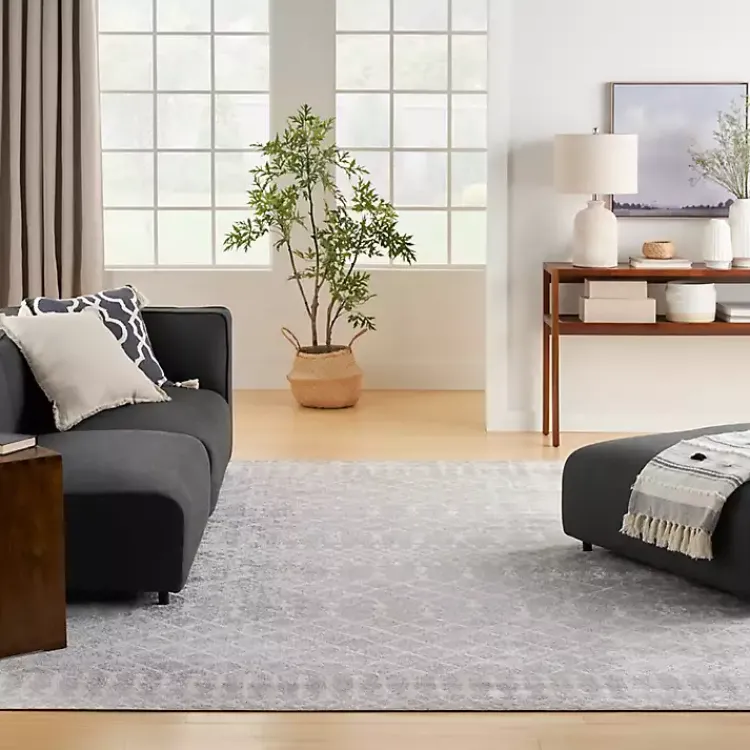 Kirklands Home Gray and Ivory Moroccan Trellis Area Rug, 9x12 Sale