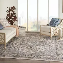 Kirklands Home and Ivory Nadia Medallion Area Rug, 7x9 Gray