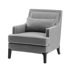 Kirklands Home and Ivory Trim Upholstered Armchair Gray Hot
