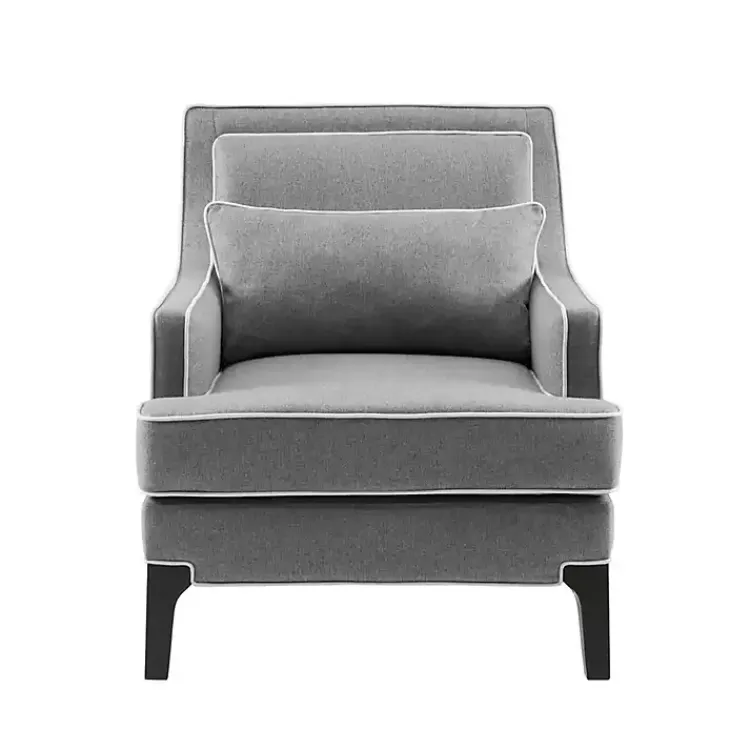 Kirklands Home and Ivory Trim Upholstered Armchair Gray Hot