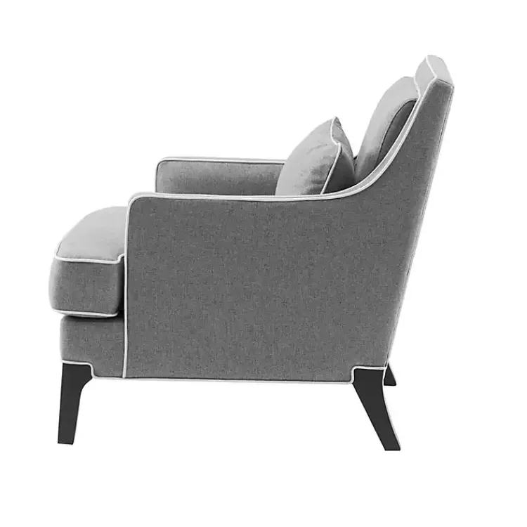 Kirklands Home and Ivory Trim Upholstered Armchair Gray Hot