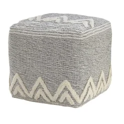 Poufs & Floor Cushions>Kirklands Home Gray and Ivory Tufted Peak Pouf