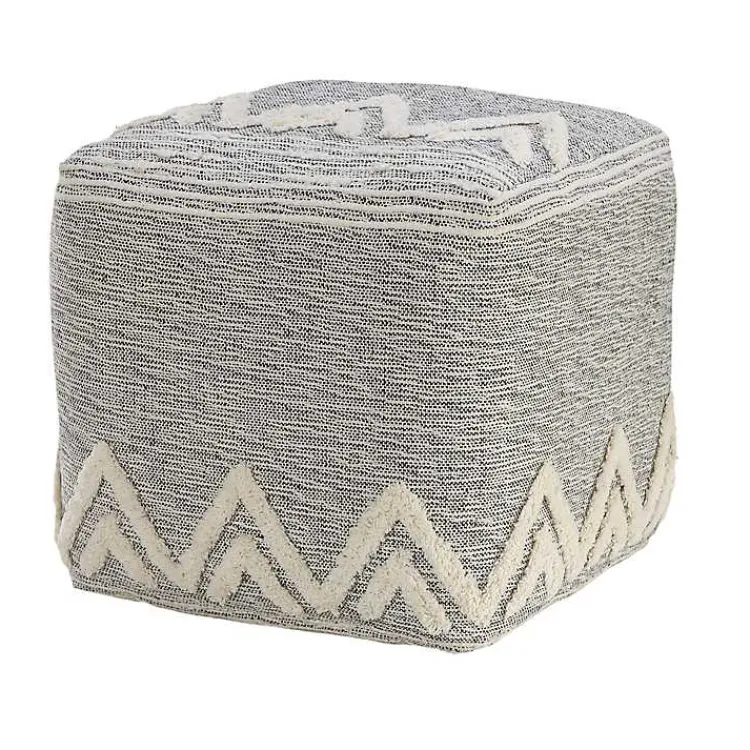 Poufs & Floor Cushions>Kirklands Home Gray and Ivory Tufted Peak Pouf