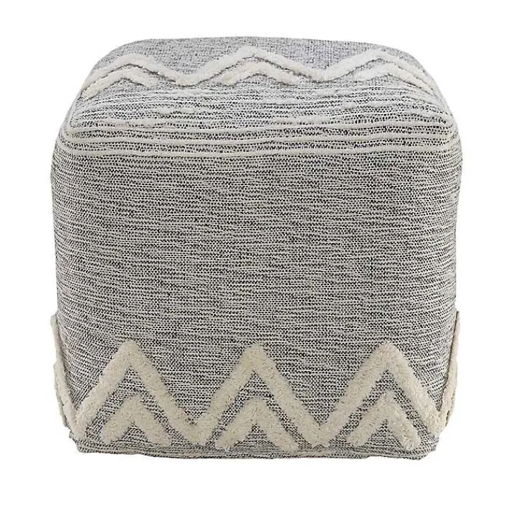 Poufs & Floor Cushions>Kirklands Home Gray and Ivory Tufted Peak Pouf