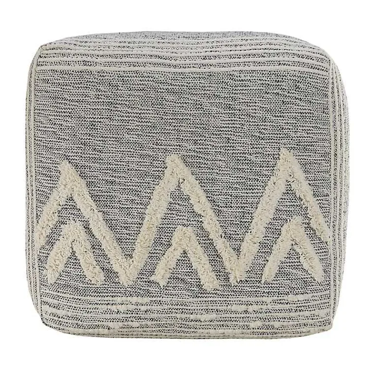 Poufs & Floor Cushions>Kirklands Home Gray and Ivory Tufted Peak Pouf