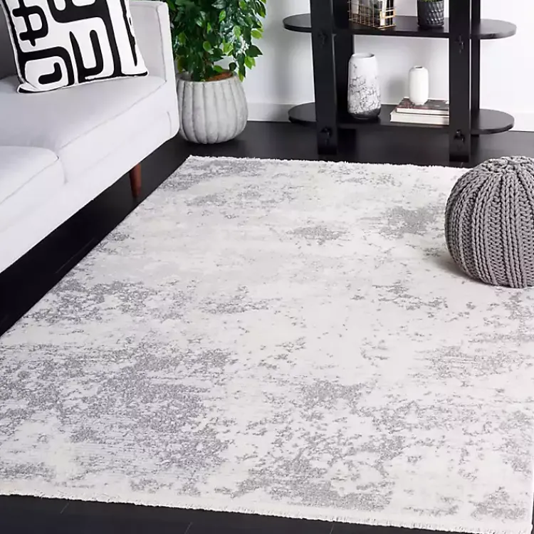 Kirklands Home Gray and Ivory Whisper Abstract Area Rug, 8x10 Outlet