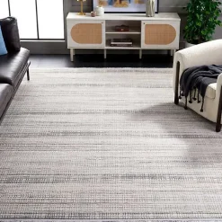 Kirklands Home Gray and Ivory Whisper Striated Area Rug, 8x10 Outlet