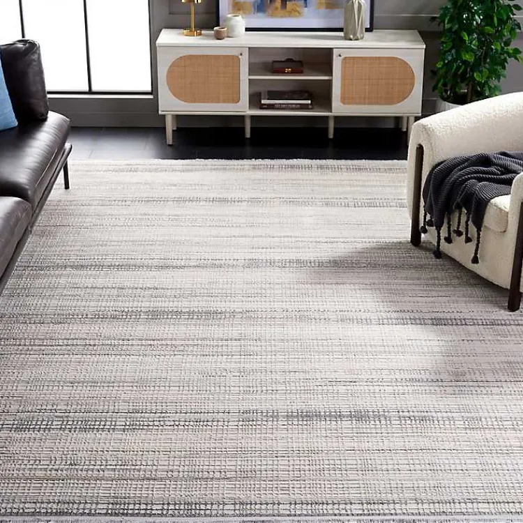 Kirklands Home Gray and Ivory Whisper Striated Area Rug, 8x10 Outlet