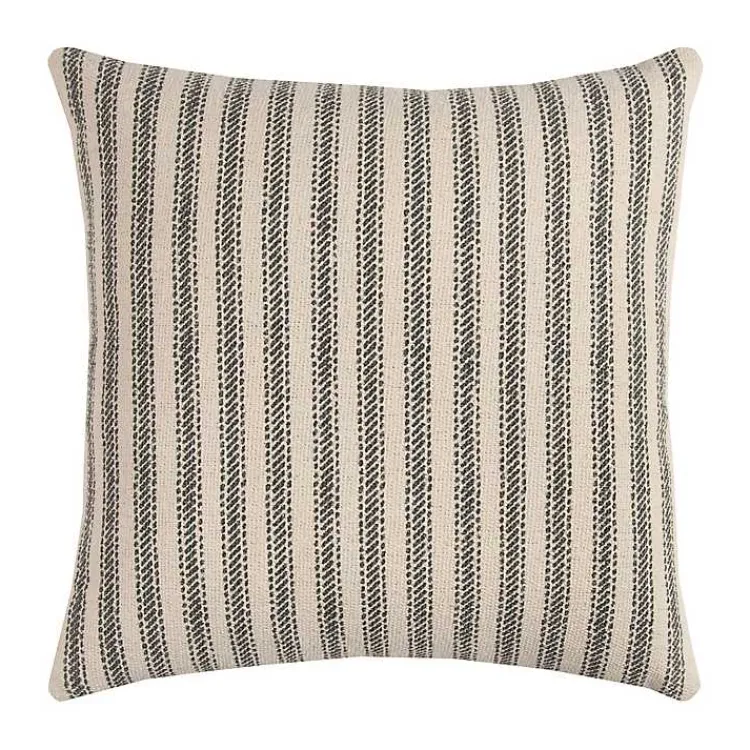 Pillows>Kirklands Home and Natural Ticking Stripe Pillow Gray