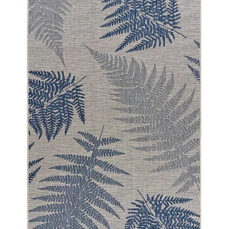 Kirklands Home Gray and Navy Falling Ferns Outdoor Area Rug, 5x7 Hot