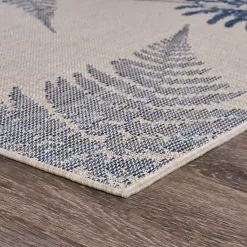 Kirklands Home Gray and Navy Falling Ferns Outdoor Area Rug, 5x7 Hot