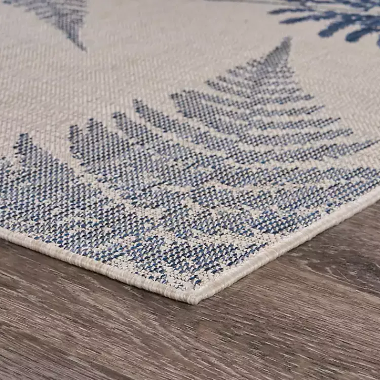 Kirklands Home Gray and Navy Falling Ferns Outdoor Area Rug, 5x7 Hot