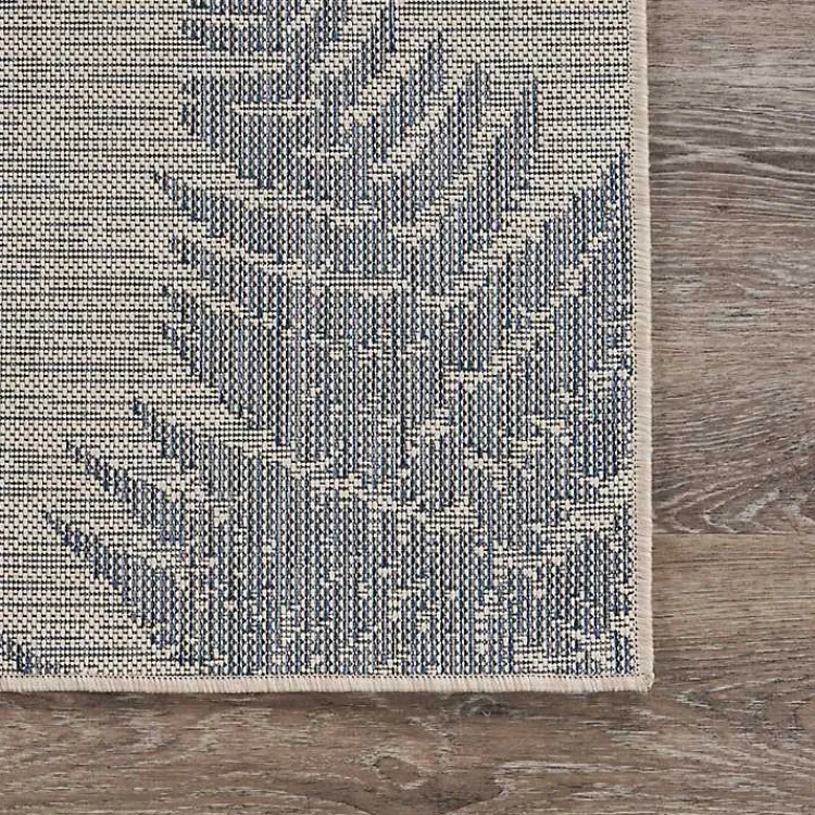 Kirklands Home Gray and Navy Falling Ferns Outdoor Area Rug, 5x7 Hot