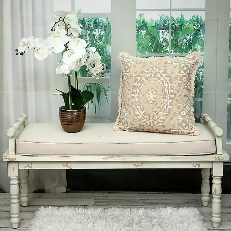 Pillows>Kirklands Home Gray and Tan Medallion Fringe Pillow