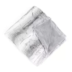 Blankets & Throws>Kirklands Home Gray and White Animal Print Faux Fur Throw