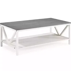 Kirklands Home Gray and Barnwood Coffee Table White New