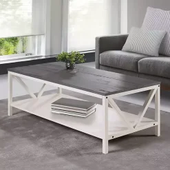 Kirklands Home Gray and Barnwood Coffee Table White New