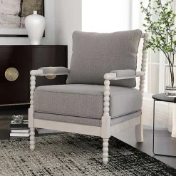 Kirklands Home and White Beaded Frame Accent Chair Gray Outlet